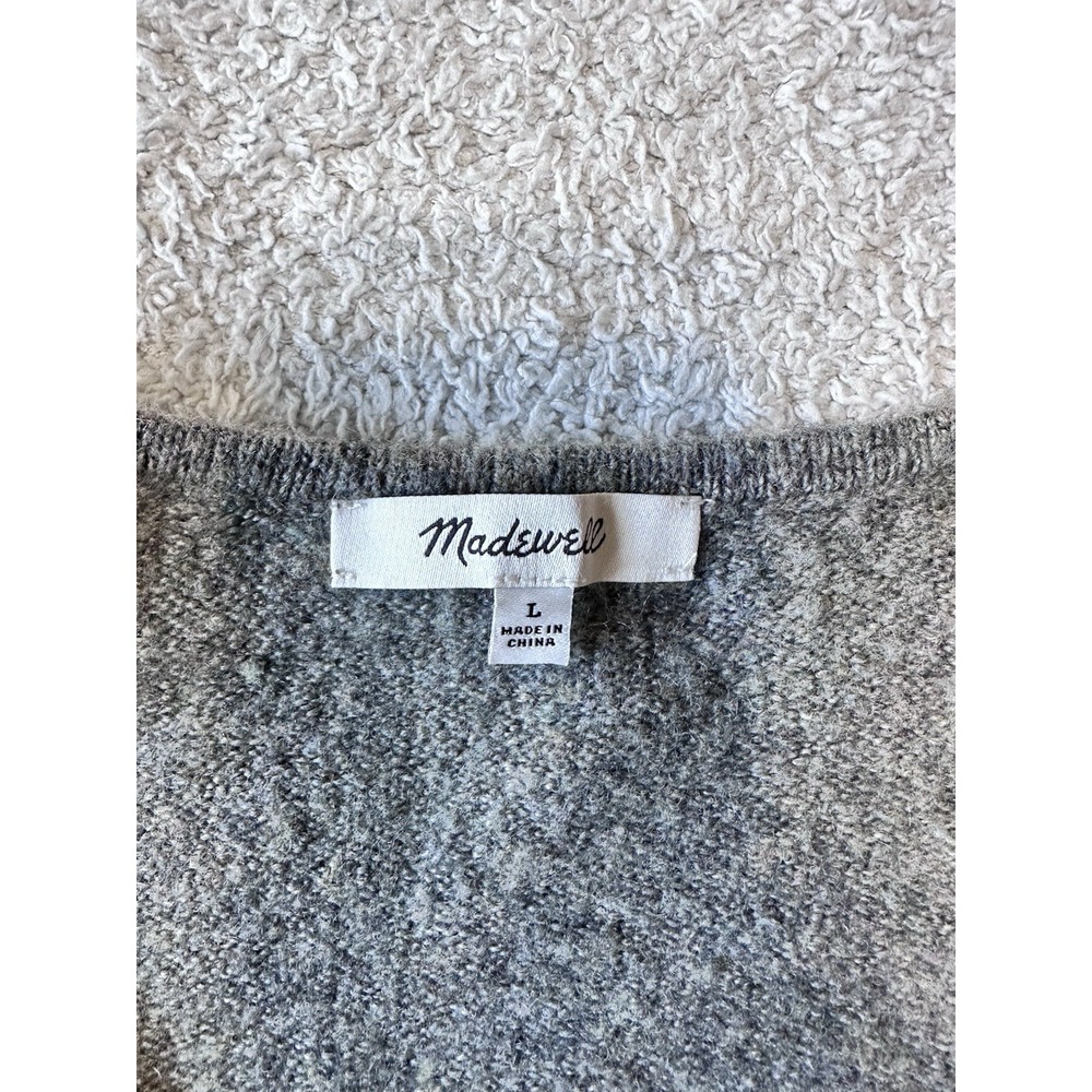 Madewell Donegal‎ Bartlett V-Neck Pullover Sweater in Coziest Yarn Gray Size L - Picture 8 of 12